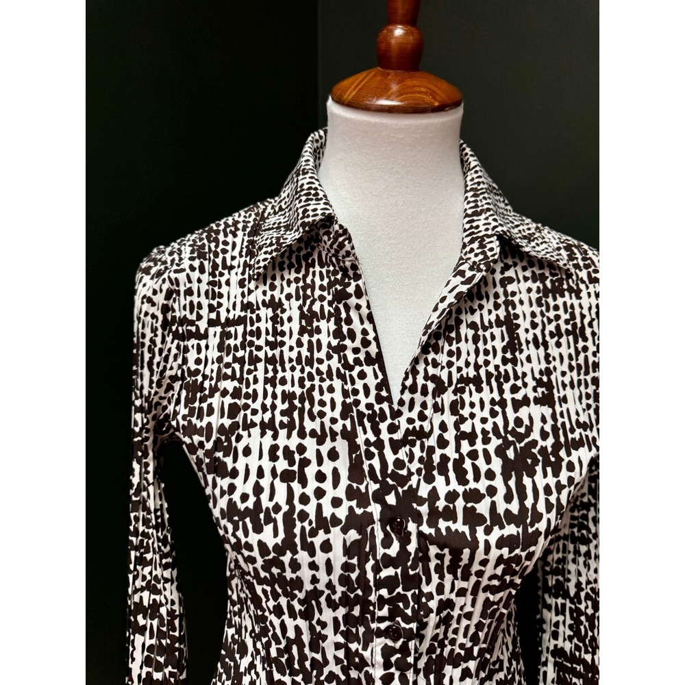 NWOT Apt. 9 Brown & White Accordion Bell Sleeve Top Women's S - Picture 5 of 9